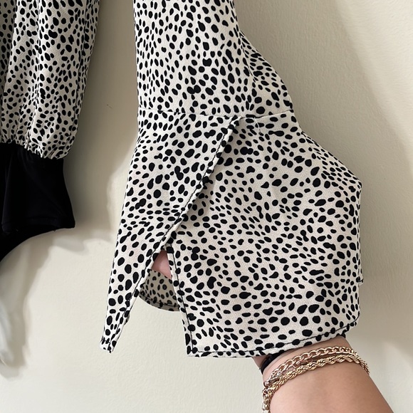 Lulus Always Lovely Ivory And Black Print Long Sleeve Bodysuit Size Small - Picture 8 of 14